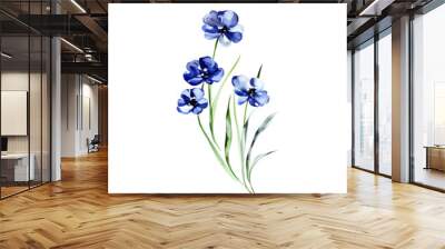 Blue flower. Watercolor floral illustration. Floral decorative element. Vector floral background. Wall mural