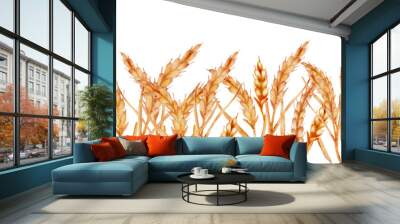 Watercolor ears of wheat horizontal border seamless pattern. Wall mural