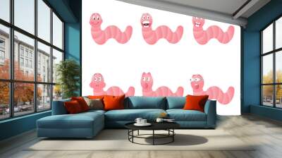 Worms set with different emotions Wall mural