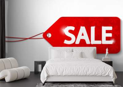 Christmas sale label on white Wall mural