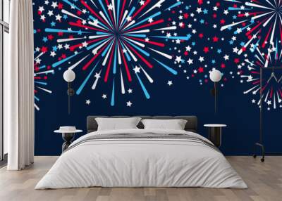 horizontal panoramic banner with fireworks for independence day design Wall mural