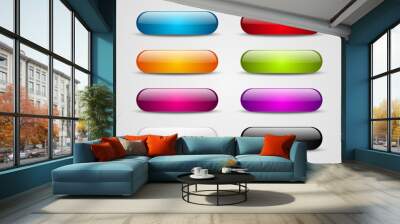 Set of color glossy buttons Wall mural