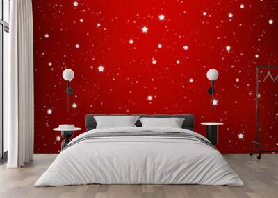 Shiny stars on red background  Wall mural