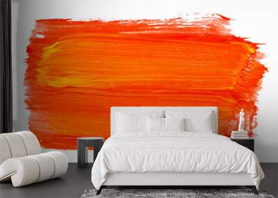 Vector paint brush stroke texture isolated on white - orange acrylic element for Your design Wall mural