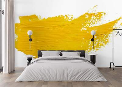 Vector paint brush stroke texture isolated on white - yellow acrylic element for Your design Wall mural