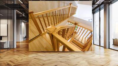 interior apartment room stairs, wooden steps staircase inside house Wall mural