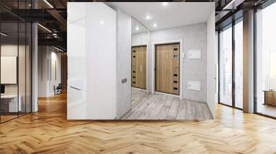 standard room interior apartment. room doors, renovation corridor lobby entrance hall Wall mural