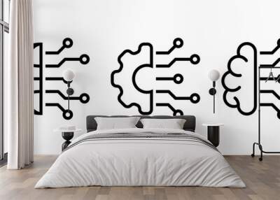 Artificial intelligence icon vector set. Circuit board symbol Wall mural