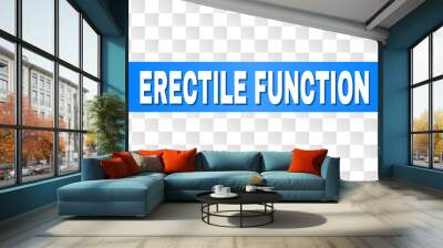 ERECTILE FUNCTION text on a ribbon. Designed with white caption and blue tape. Vector banner with ERECTILE FUNCTION tag on a transparent background. Wall mural