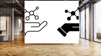 Hand with atom vector icon. Chemistry formula symbol Wall mural