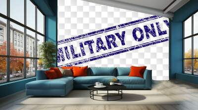 MILITARY ONLY stamp seal watermark with rubber print style and double framed rectangle shape. Stamp is placed on a transparent background. Wall mural