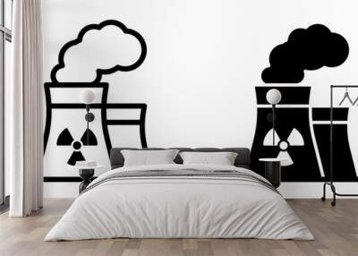 Nuclear power plant vector icon set. Nuclear energy symbol Wall mural