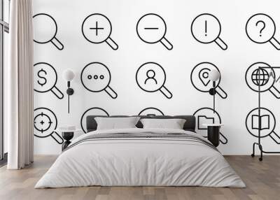 Search icon vector set. Magnifying glass symbol Wall mural