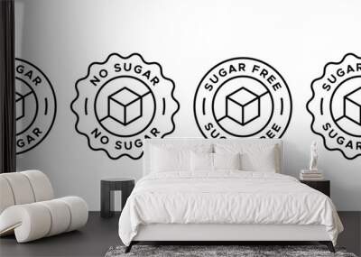 Sugar free icon vector set. Zero sugar sign Wall mural