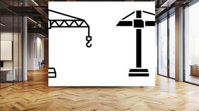 Tower crane vector icon set. Construction symbol Wall mural