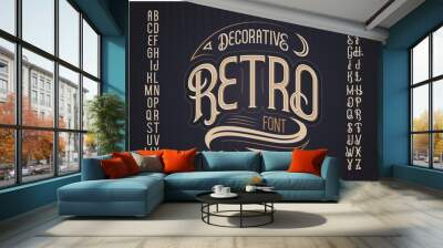 Vector retro typeface. Vector font Wall mural