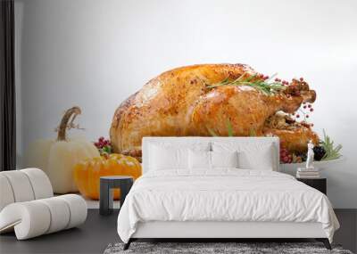 Thanksgiving Turkey on White Wall mural