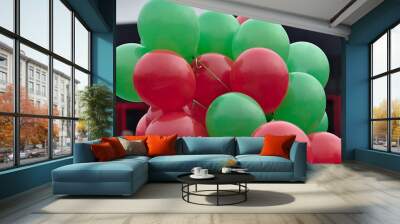 bunch of red and green balloons	 Wall mural