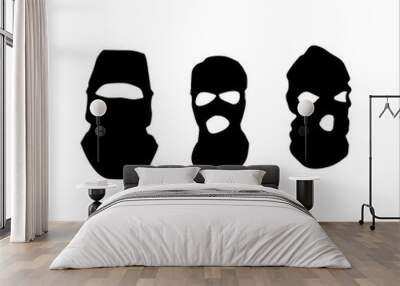 A set of masks concealing faces. Textile protective mask vector. Law enforcement or masked protesters Wall mural