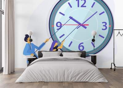 Stop time illustration. Turn the clock back. Go back in time. Return the past time Wall mural