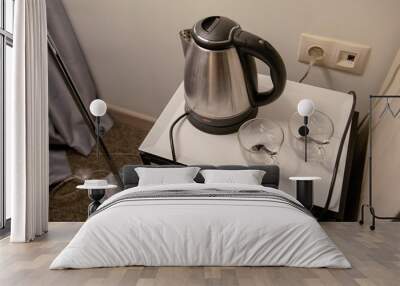 metal electric kettle and tea cup Wall mural