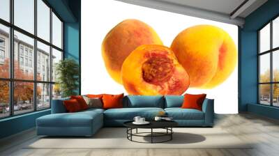 2,5 fresh peaches on white background Wall mural