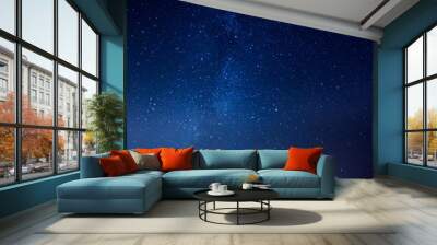 Starry sky universe background Galaxy of Milky Way, blue space background with stars, cosmos Wall mural