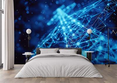 
A captivating wireframe depiction of transmission lines set against a deep blue backdrop, symbolizing energy infrastructure and technological advancement Wall mural