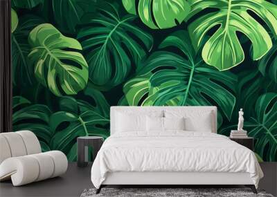 seamless texture with monster leaves in flat art style
 Wall mural