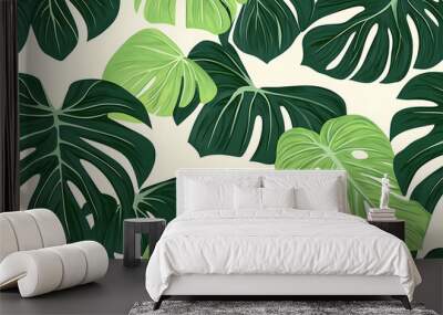 seamless texture with monster leaves in flat art style
 Wall mural