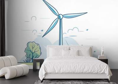 Simple vector illustration of a wind turbine in flat art style, ideal for eco-friendly designs and renewable energy concepts.
 Wall mural