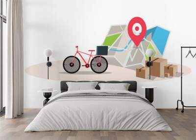 the concept of online delivery on a bike. recruitment app order e-commerce concept Wall mural