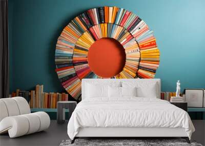 modern interior design with books and frames on wall Wall mural