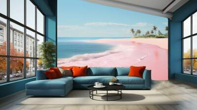 pink sand beach and tropical ocean Wall mural