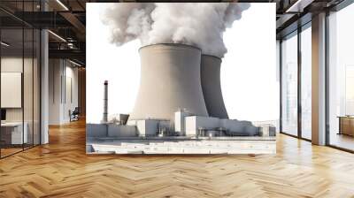 Nuclear power plant with dynamic cooling towers isolated on the transparent backgrrond Wall mural