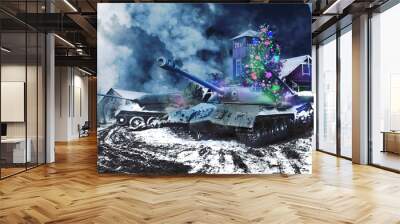 Three battle tanks in the new year are leaving rural areas Wall mural