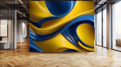 a vibrant yellow texture background with various shades of blue Wall mural