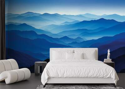 Beautiful wallpaper,blue mountain range, great smoky mountains,smokey background, depth of layers Wall mural