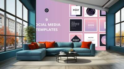 Square web banners for social media. Post layout templates. Wall mural