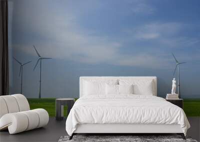 meadow with Wind power turbines generating electricity Wall mural