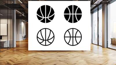 Basketball icon set in flat and line style. Basket ball symbol, vector illustration.  Wall mural