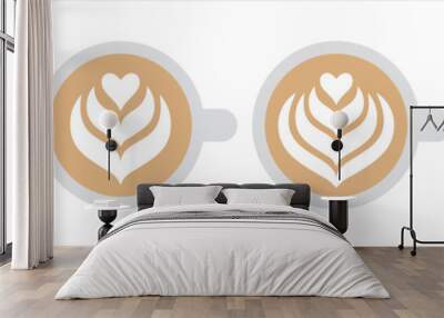 Coffee latte art icon. Coffee cup latte art icons vector illustration. Wall mural