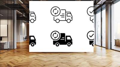 Delivery Truck icon set in line style. Logistic trucking, Express delivery trucks, Fast shipping truck, delivery 24 hours simple black style symbol sign for apps and website, vector illustration. Wall mural