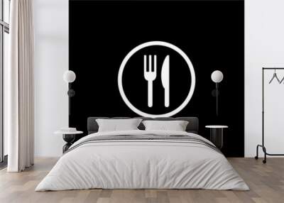 fork and knife icon sign, vector illustration Wall mural