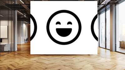 Happy smiley face or icon set in line style. emoticon line art simple black style symbol sign for apps and website, vector illustration. Wall mural