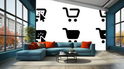 Shopping cart icons. shop and sale symbol. flat shape trolley web store button. web store, online shopping, e-commerce shopping sign, vector illustration Wall mural