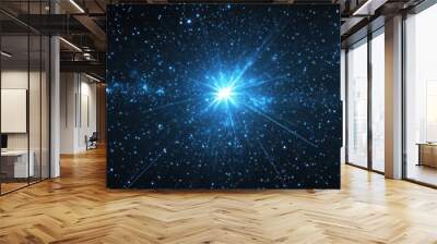 Abstract Cosmic Light Burst in Blue Space Background Wall mural