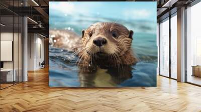 An otter swimming in water Wall mural