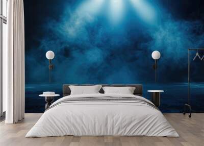 Blue mist and cracked ground. Dramatic smoke effect over dark surface. Wall mural