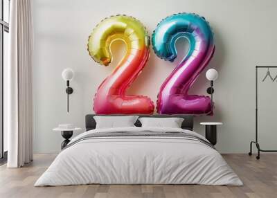 Colorful Number 27 Balloon Decoration on Light Background Wall mural